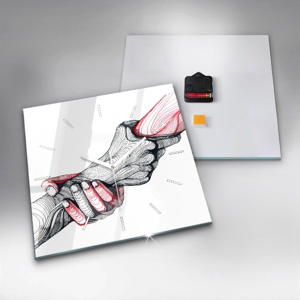 Horloge murale carrée Se tenir la main