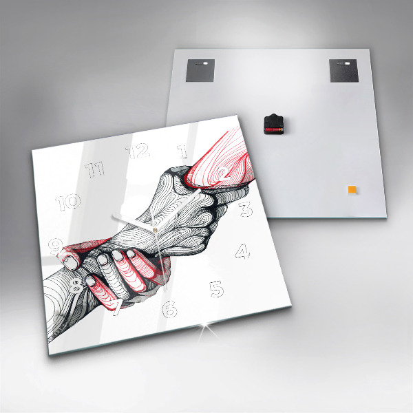 Horloge murale carrée Se tenir la main
