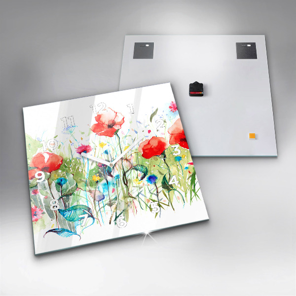 Horloge murale carrée Fleurs dans le pré