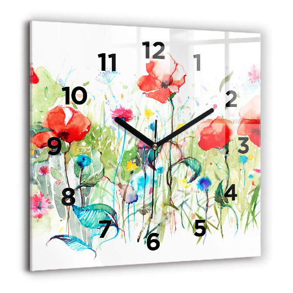 Horloge murale carrée Fleurs dans le pré