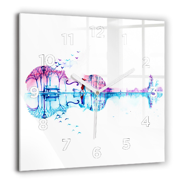 Horloge murale carrée Lac du parc Cello