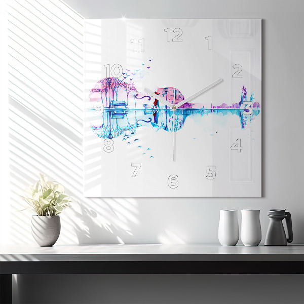 Horloge murale carrée Lac du parc Cello