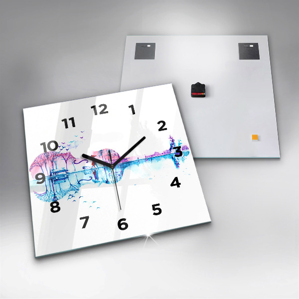Horloge murale carrée Lac du parc Cello