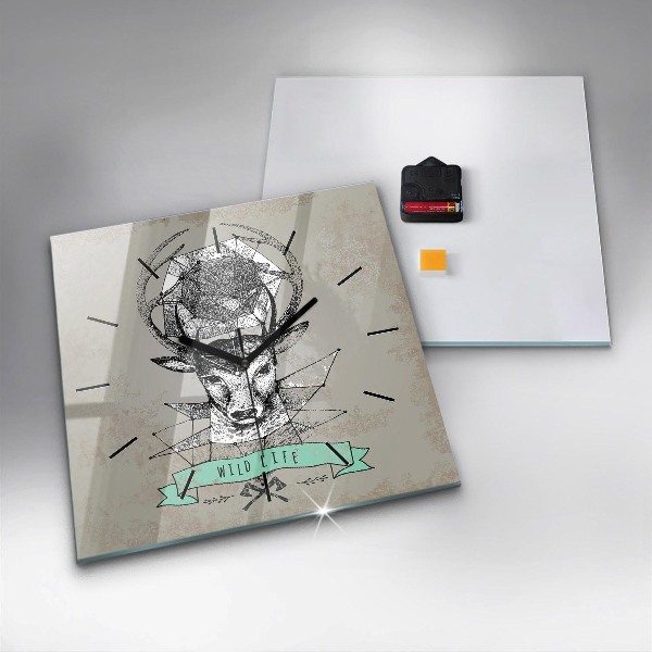 Horloge murale carrée Tête de cerf