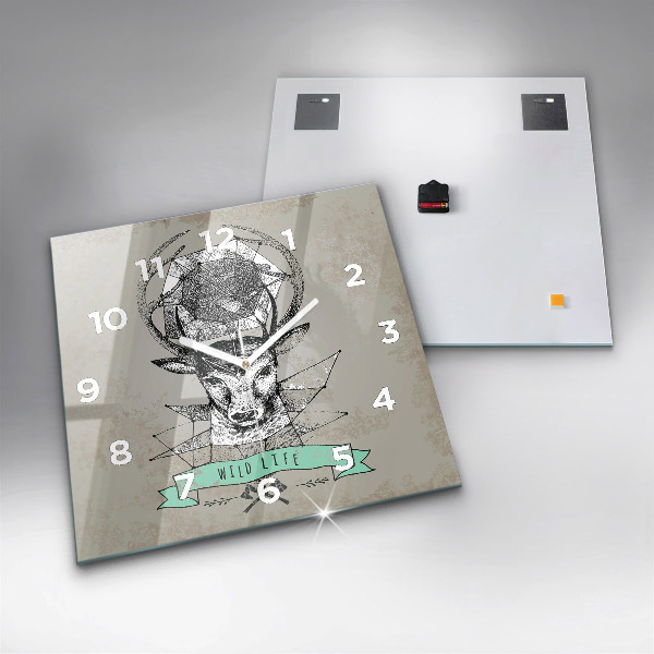 Horloge murale carrée Tête de cerf