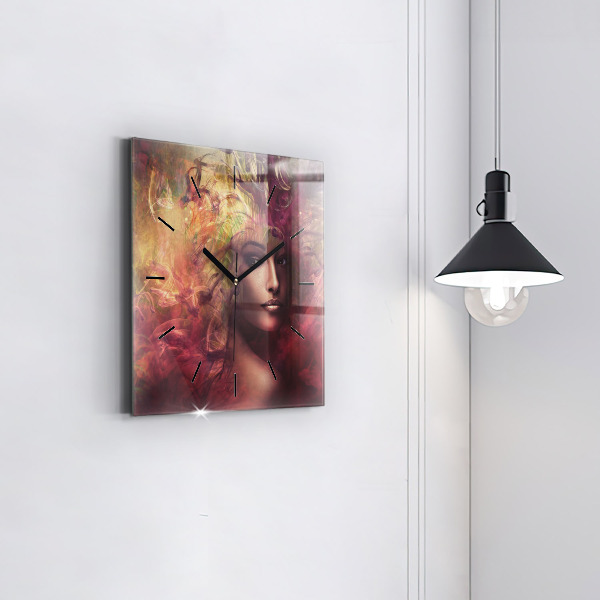 Horloge murale carrée 'Portrait d''une femme'
