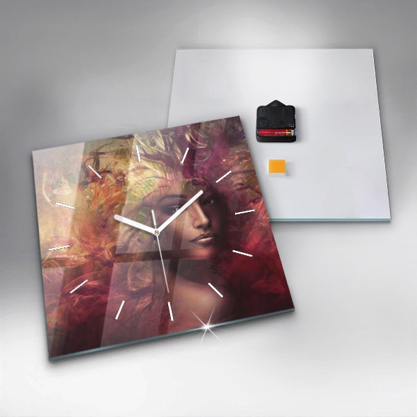 Horloge murale carrée 'Portrait d''une femme'