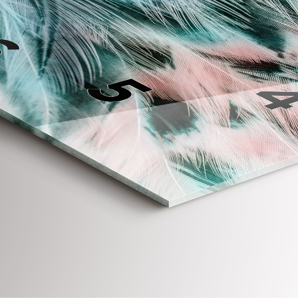 Horloge murale carrée plumes colorées