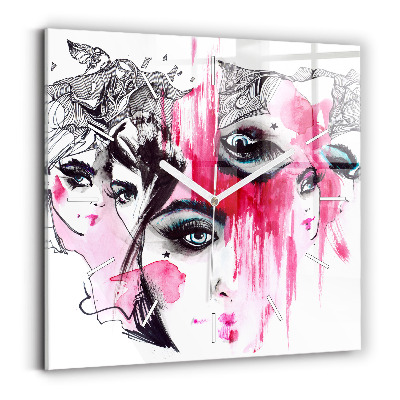 Horloge carrée en verre 'Les multiples visages de l''abstraction'