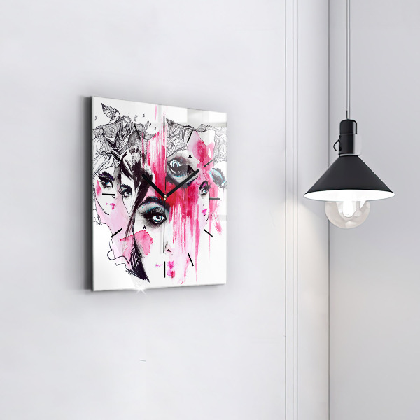 Horloge carrée en verre 'Les multiples visages de l''abstraction'