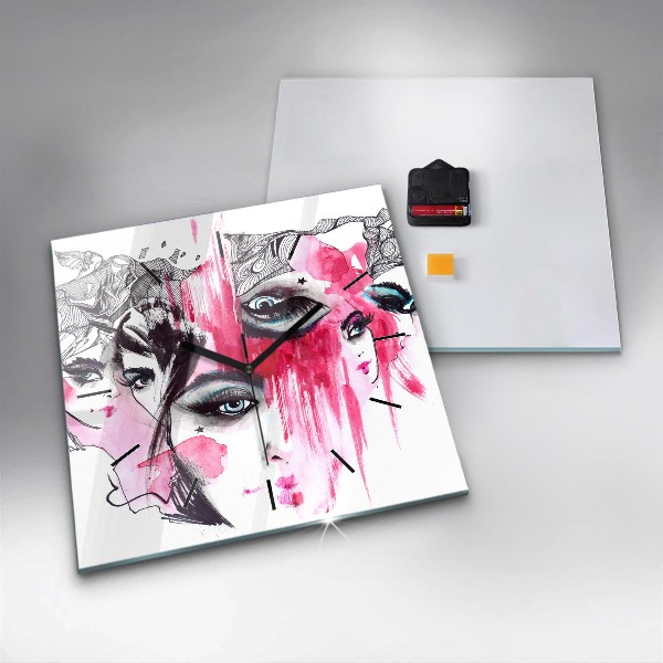 Horloge carrée en verre 'Les multiples visages de l''abstraction'