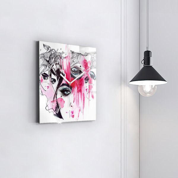 Horloge carrée en verre 'Les multiples visages de l''abstraction'