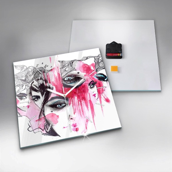 Horloge carrée en verre 'Les multiples visages de l''abstraction'