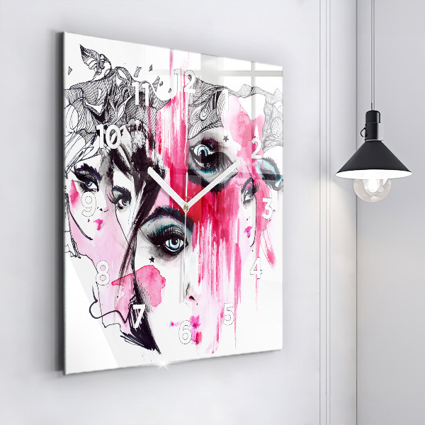 Horloge carrée en verre 'Les multiples visages de l''abstraction'