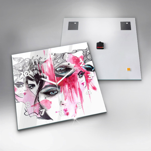 Horloge carrée en verre 'Les multiples visages de l''abstraction'