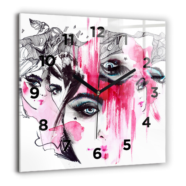 Horloge carrée en verre 'Les multiples visages de l''abstraction'