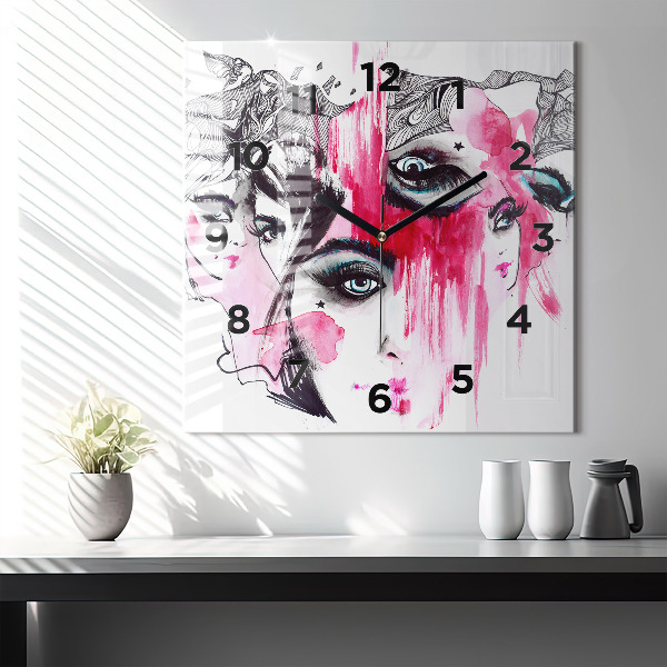 Horloge carrée en verre 'Les multiples visages de l''abstraction'