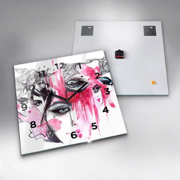 Horloge carrée en verre 'Les multiples visages de l''abstraction'