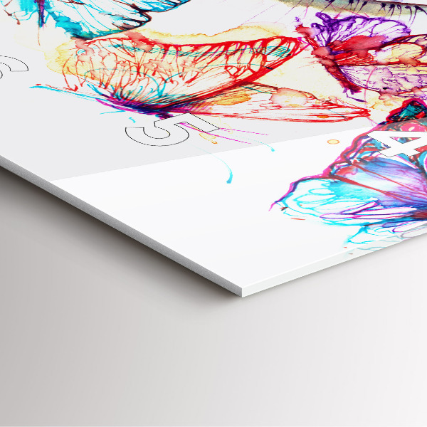 Horloge carrée en verre Œil de papillon coloré