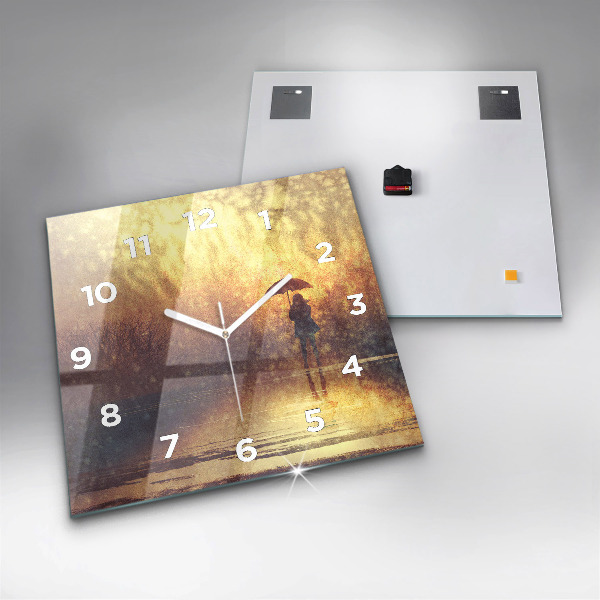 Horloge carrée en verre femme avec parapluie