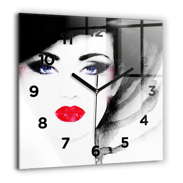 Horloge carrée en verre 'Portrait d''une femme'