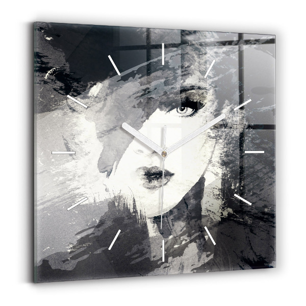 Horloge carrée en verre Femme - aquarelles