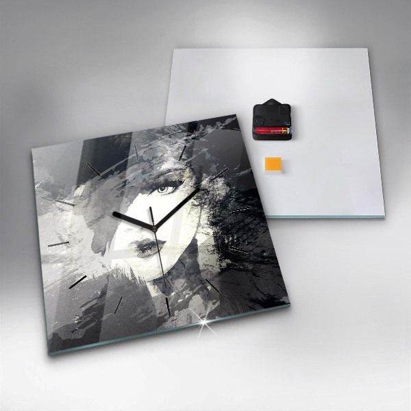 Horloge carrée en verre Femme - aquarelles
