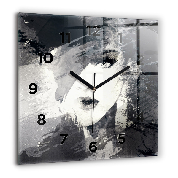 Horloge carrée en verre Femme - aquarelles