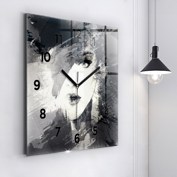 Horloge carrée en verre Femme - aquarelles