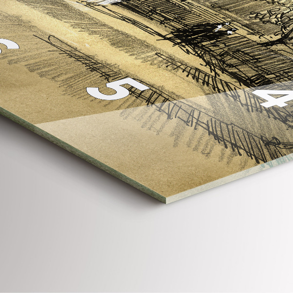 Horloge carrée en verre Parc et arbres en sépia