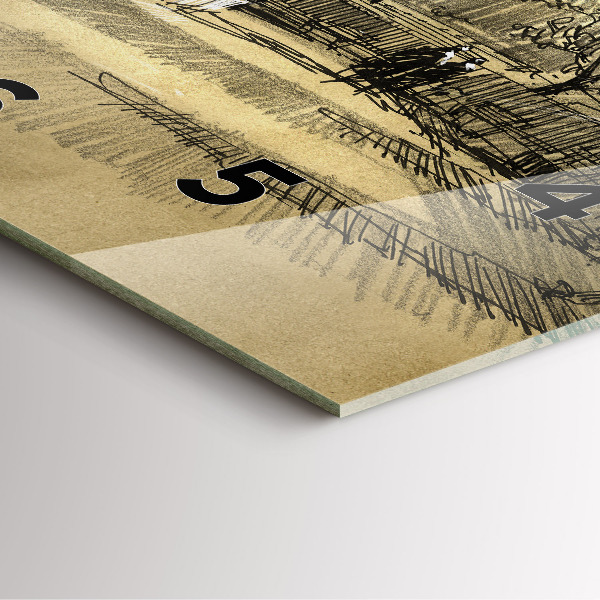 Horloge carrée en verre Parc et arbres en sépia