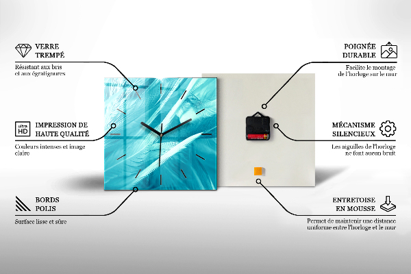 Horloge carrée en verre Coquelicots peints