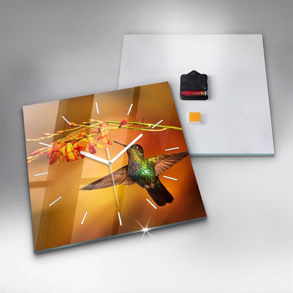 Horloge murale carrée oiseau colibri
