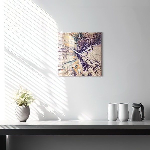 Horloge murale carrée Mécanisme abstrait