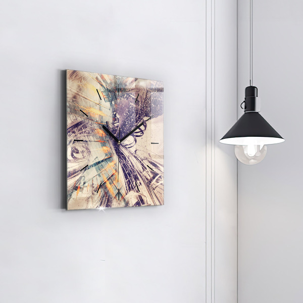 Horloge murale carrée Mécanisme abstrait