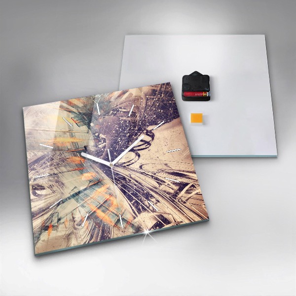 Horloge murale carrée Mécanisme abstrait