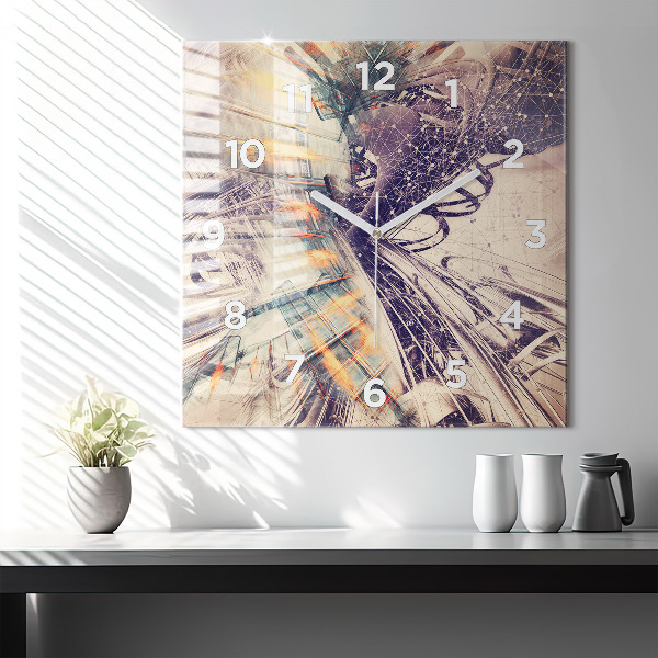Horloge murale carrée Mécanisme abstrait