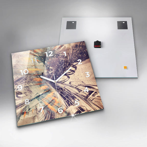 Horloge murale carrée Mécanisme abstrait