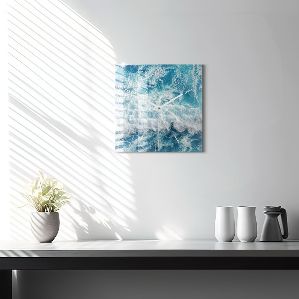 Horloge murale carrée Vagues de la mer