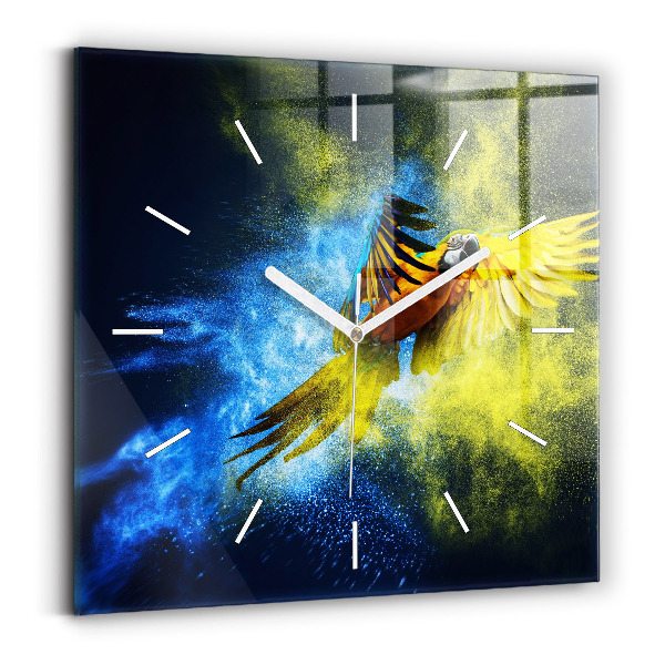 Horloge murale carrée Perroquet coloré