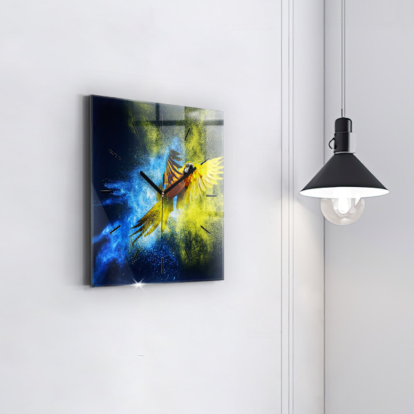 Horloge murale carrée Perroquet coloré