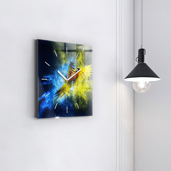 Horloge murale carrée Perroquet coloré