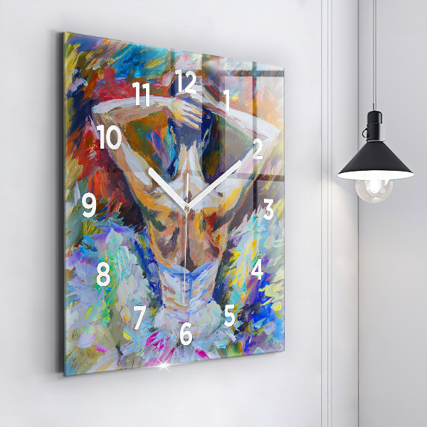 Horloge murale carrée Ballerine peinte