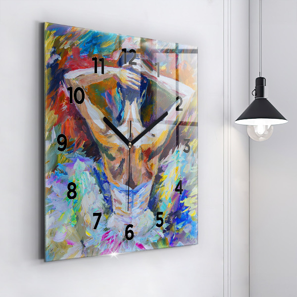 Horloge murale carrée Ballerine peinte