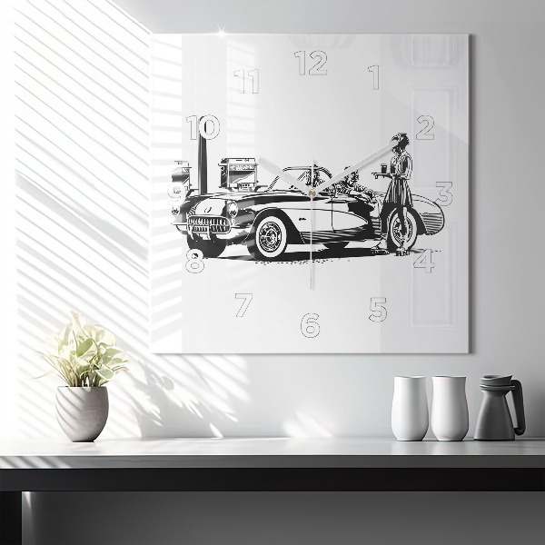 Horloge carrée en verre Illustration rétro