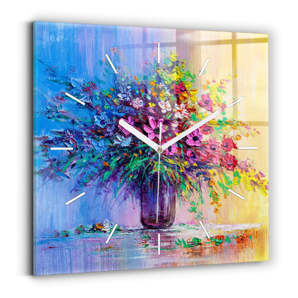 Horloge murale carrée Fleurs dans un vase