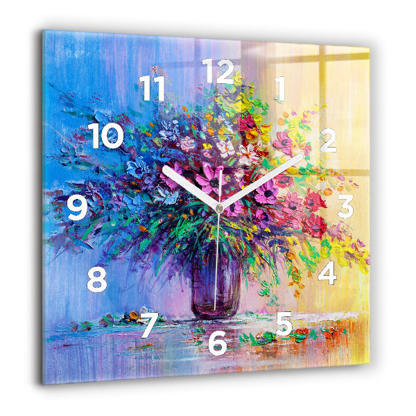Horloge murale carrée Fleurs dans un vase