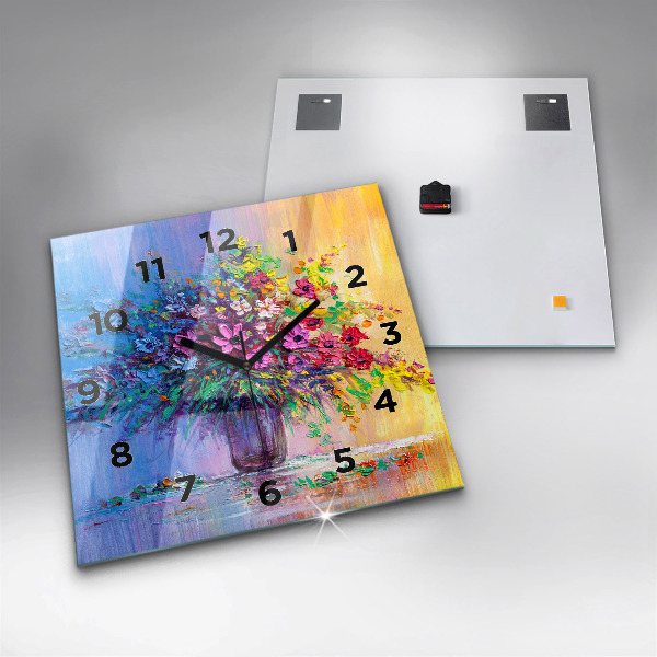 Horloge murale carrée Fleurs dans un vase