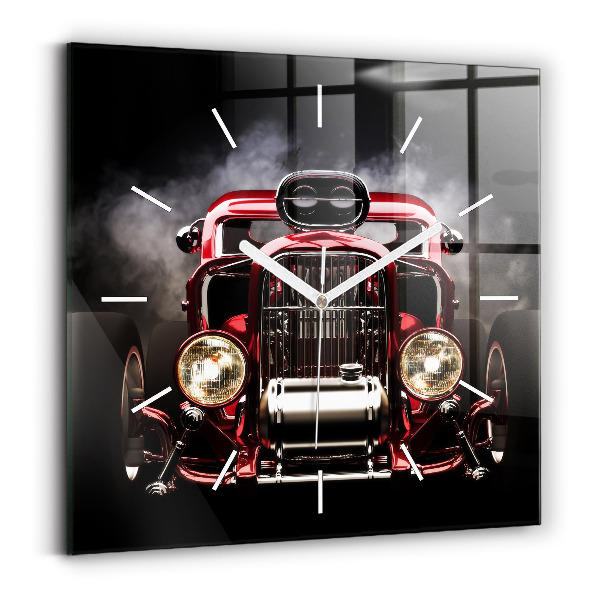 Horloge carrée en verre Vieille voiture vintage