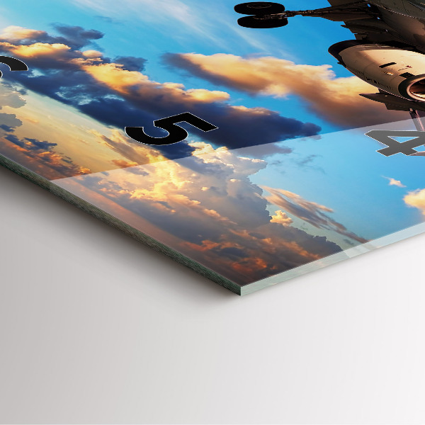 Horloge carrée en verre Avion dans les nuages